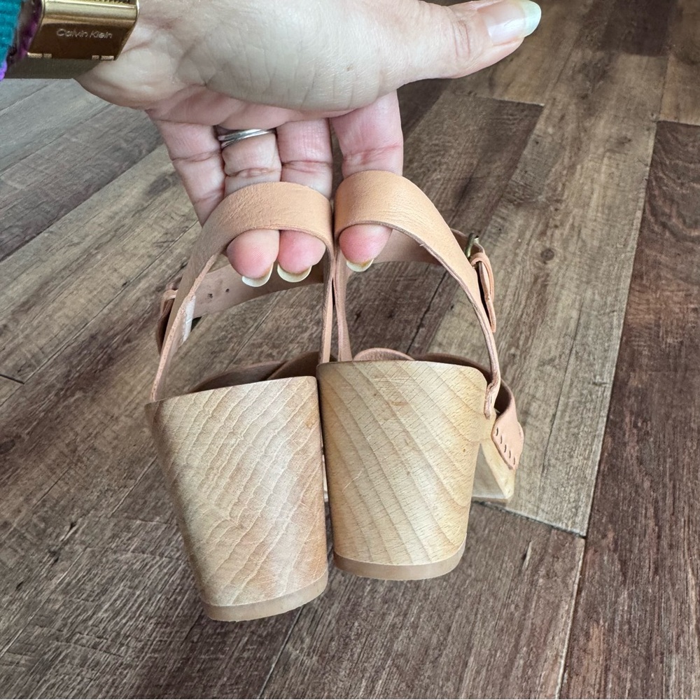 Madewell the Johanna Tan Leather wooden heel Women's Sandals size 8 - Picture 10 of 10